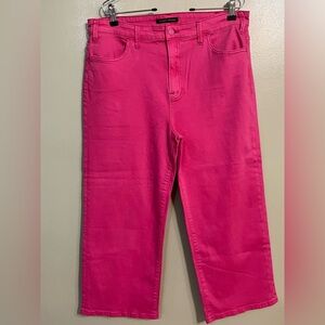 Boston Proper  Vibrant Pink Women's Jeans Wide Leg Crop Stretch Size 16 New